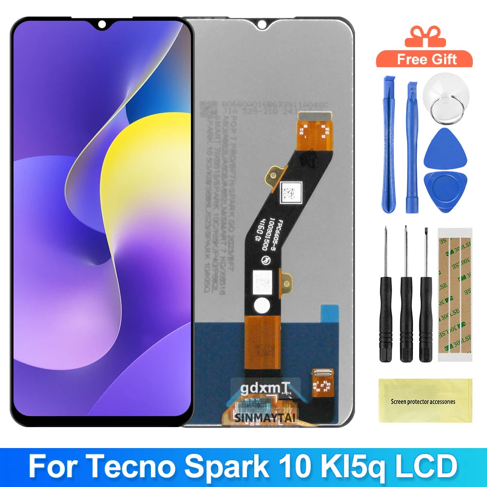 KI5q KI5k Lcd For Tecno Spark 10 Display Touch Screen Digitizer Panel Assembly Parts For Spark 10C Lcd  100% Tested TECNO phone repair parts