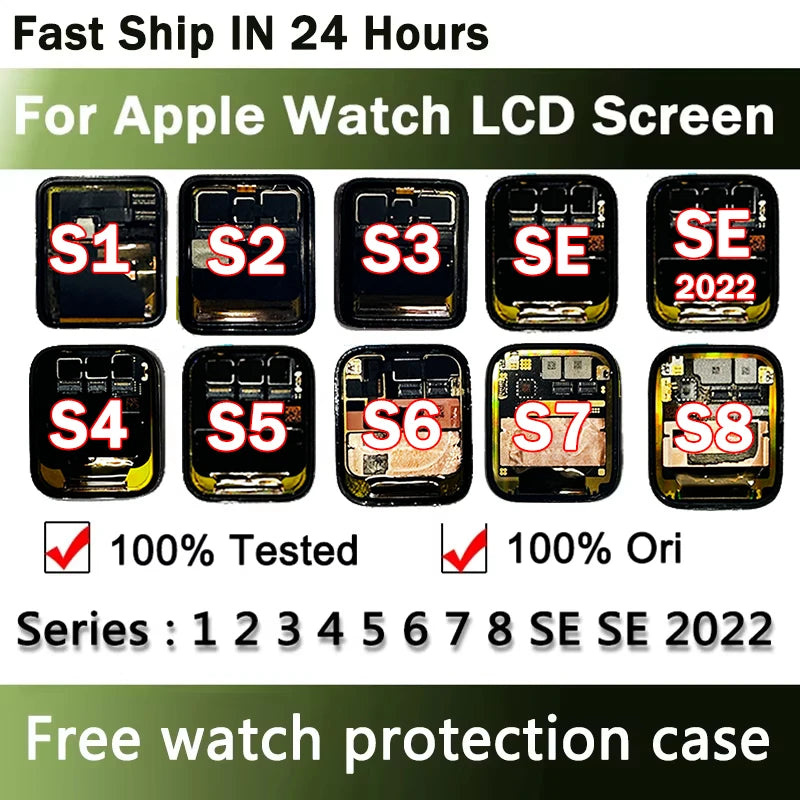 OLED for Apple Watch Series 1 2 3 4 5 6 SE 7 LCD Touch Screen Display Digitizer Assembly iWatch Substitution 38/42/40/44/41/45mm iWatch repair parts