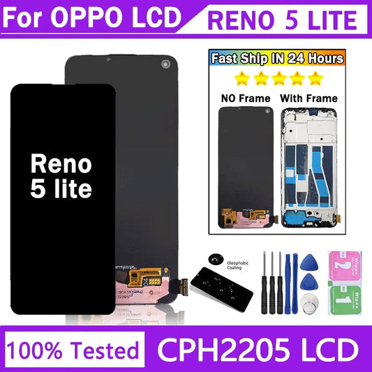 6.43'' AMOLED For OPPO Reno5 Lite CPH2205 LCD Touch Screen Digitizer Assembly For OPPO Reno 5 Lite 5Lite LCD With Fingerprints Oppo phone repair parts Realme phone repair parts