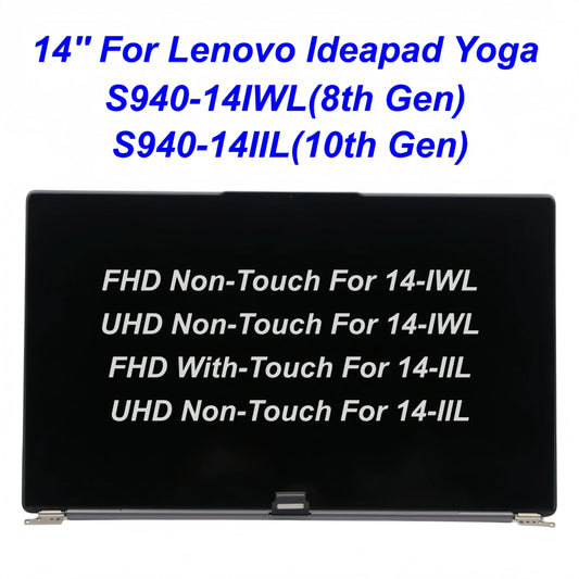 14" for Lenovo IdeaPad Yoga S940-14IWL S940-14IIL Type 81R1 81R0 81Q8 81Q7 Complete Upper Half Touch/Non-Touch Screen Assembly Lenovo laptop repair parts