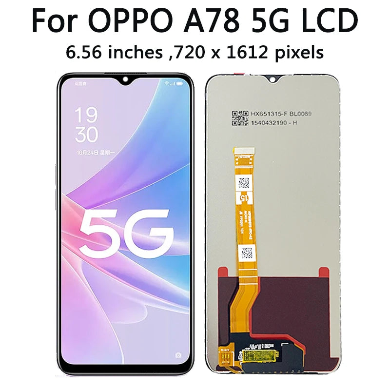 6.56“ Screen For OPPO A78 5G CPH2483 LCD Display Touch Screen Digitizer Assembly With Frame for OPPO A78 CPH2495 Display Frame  Oppo phone repair parts