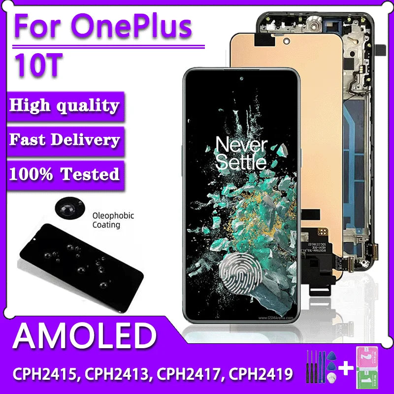 6.7" AMOLED For OnePlus 10T LCD Screen Display+Touch Panel Digitizer For 1+10T CPH2415 CPH2413 CPH2417 CPH2419 LCD  OnePlus phone repair parts