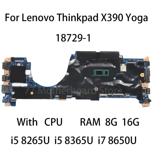 Laptop Motherboard For Lenovo Thinkpad X390 Yoga 18729-1 With CPU i5 8265U i7 8565U RAM 8G 16G FRU 5B21C15253 5B21C15316 Lenovo laptop repair parts