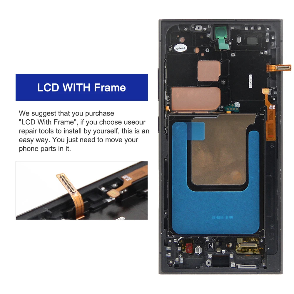 AMOLED For Samsung Galaxy S24 Ultra LCD S928B S928N Display Touch Screen Digitizer with fingerprint Frame For S24Ultra LCD Samsung phone repair parts