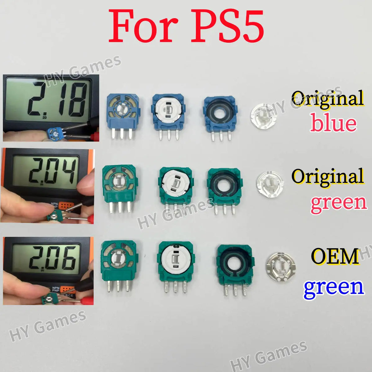 100pcs 3D Analog Joystick 2.3K Ohm Potentiometer for PS5 Controller for Playsation 5 3D Thumbstick Axis Resistors Potentiometer  Game console repair parts