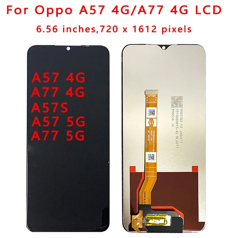 6.56'' Screen For Oppo A57 A77 4G/5G CPH2387 PFTM20 CPH2385 CPH2339 LCD A57S Display Screen+Touch Panel Digitizer  Replacement Oppo phone repair parts Realme phone repair parts