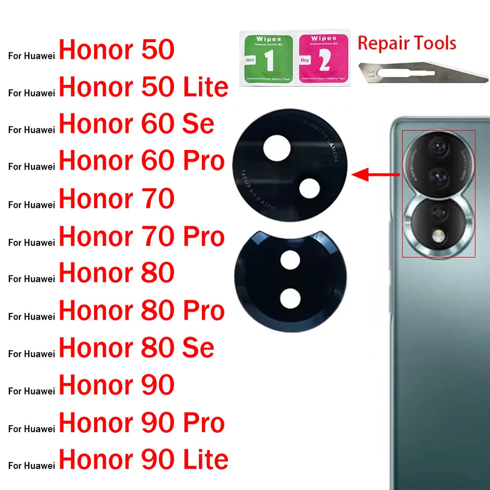 Rear Back Camera Glass Lens For Huawei Honor 50 60 70 80 90 Pro Se Lite 4G 5G With Adhesive Huawei phone repair parts