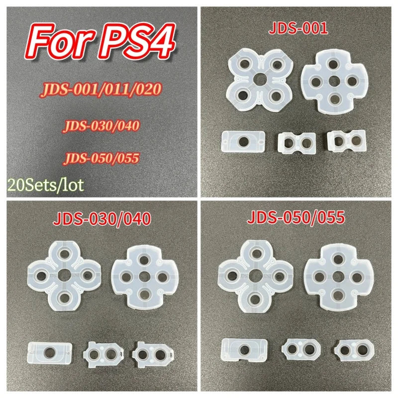 20Sets for PS4 Game Pad Controller JDM 050 055 JDS 001 011 040 Conductive Silicone Rubber Pads for Dualshock 4 L1 L2 R2 Buttons Game console repair parts