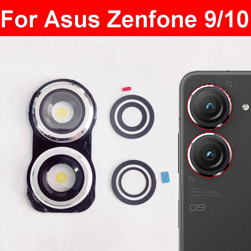 For Asus Zenfone 9 AI2202 Zenfone 10 AI2302 Rear Back Camera Glass Lens Frame Cover with Sticker Glue Repalcement Sony phone repair parts