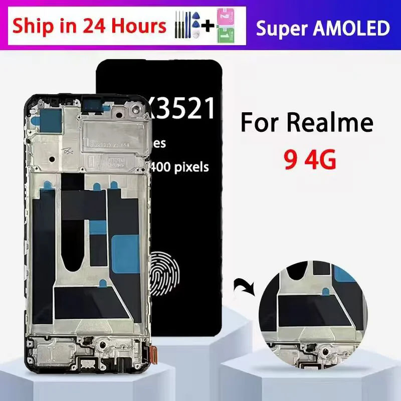 6.4"Super AMOLED For OPPO Realme 9 4G LCD Display Touch Screen Digiziter Assembly For Realme9 4G LCD RMX3521 Display  Oppo phone repair parts