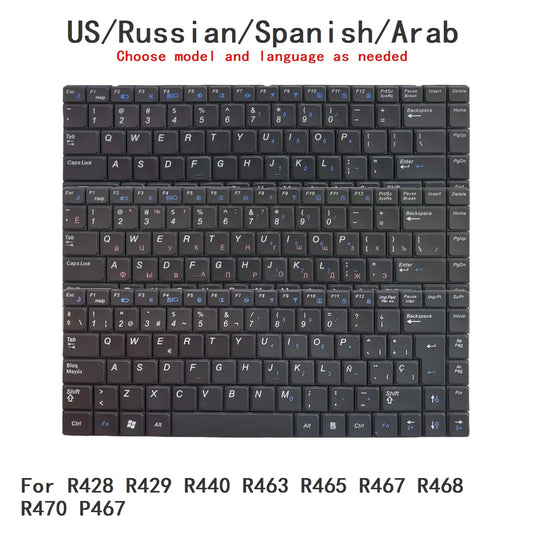 New US Russian Spanish Arab Language  Keyboard For Samsung R428 R429 R440 R463 R465 R467 R468 R470 P467 Replacement Keyboard SAMSUNG laptop repair parts