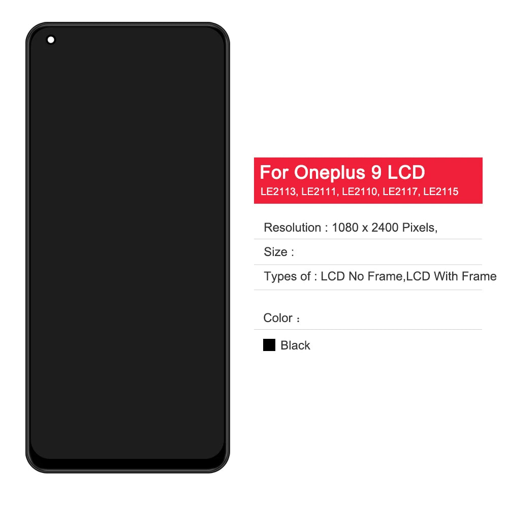 For OnePlus 9 Pro 1+9Pro LE2121 LE2125 LE2123 LE2120 LCD Touch Screen Display Digitizer Assembly Replacement 100% Tested Oneplus phone repair parts