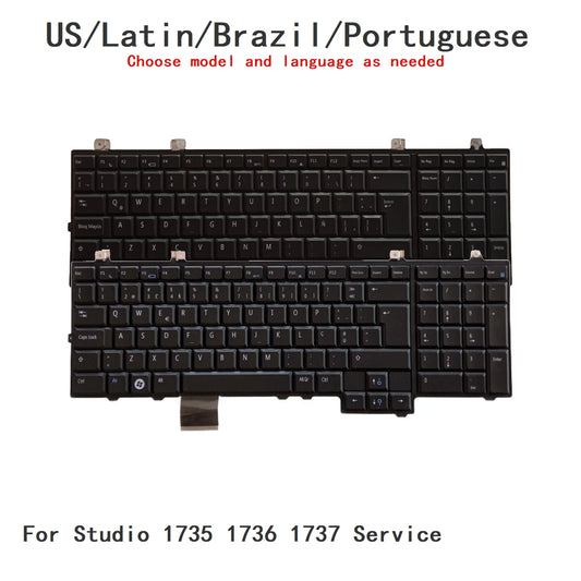 New US Latin Arab Brazil Japan Portuguese Laptop Backlit Keyboard For Dell Studio 1735 1736 1737 Service Notebook PC ReplacementDell laptop repair parts