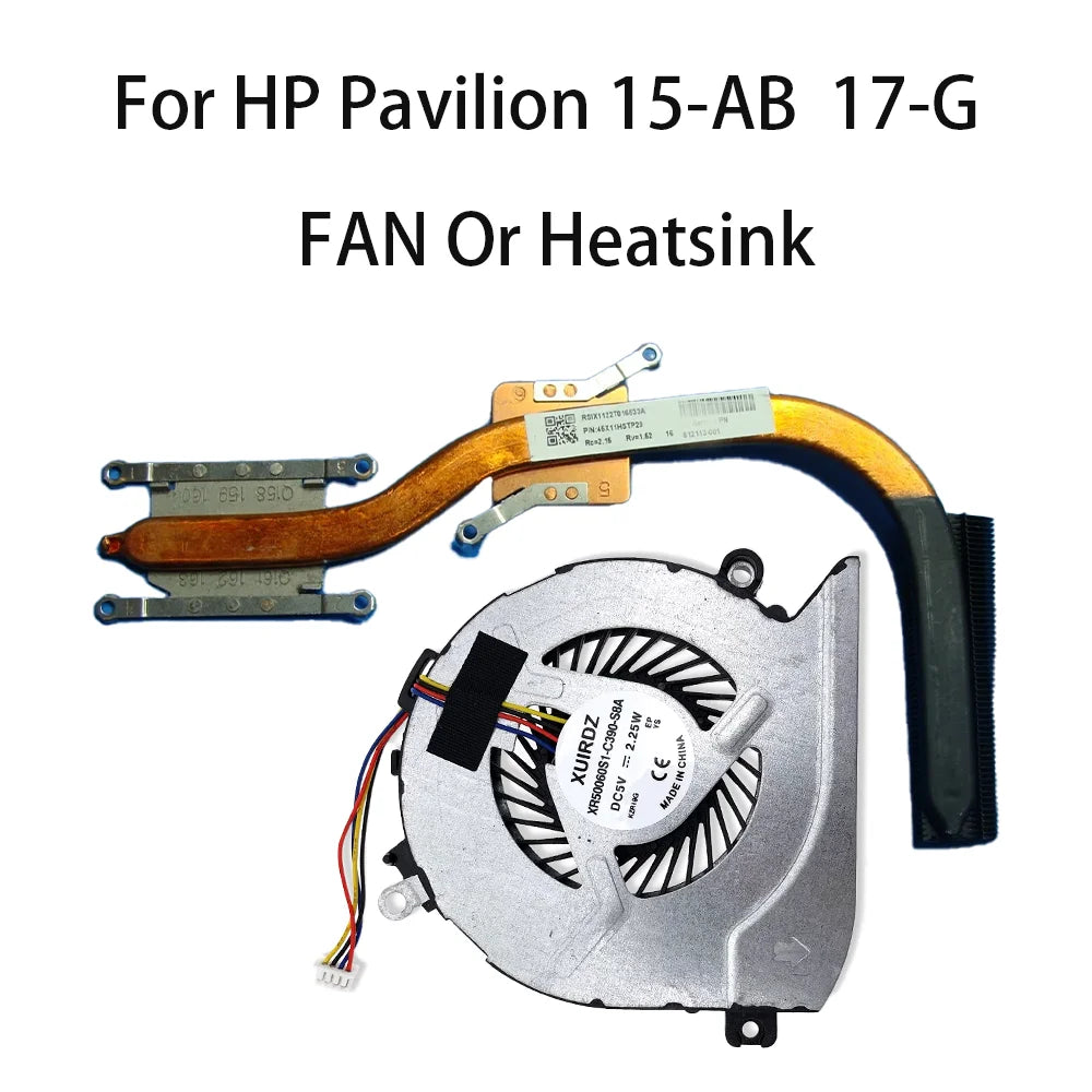 Original Laptop Cooling Fan Or Heatsink For HP Pavilion 15-AB 15-AN 14-AB 17-G 15-AB193NO 816119-001 812109-001 HP laptop repair parts