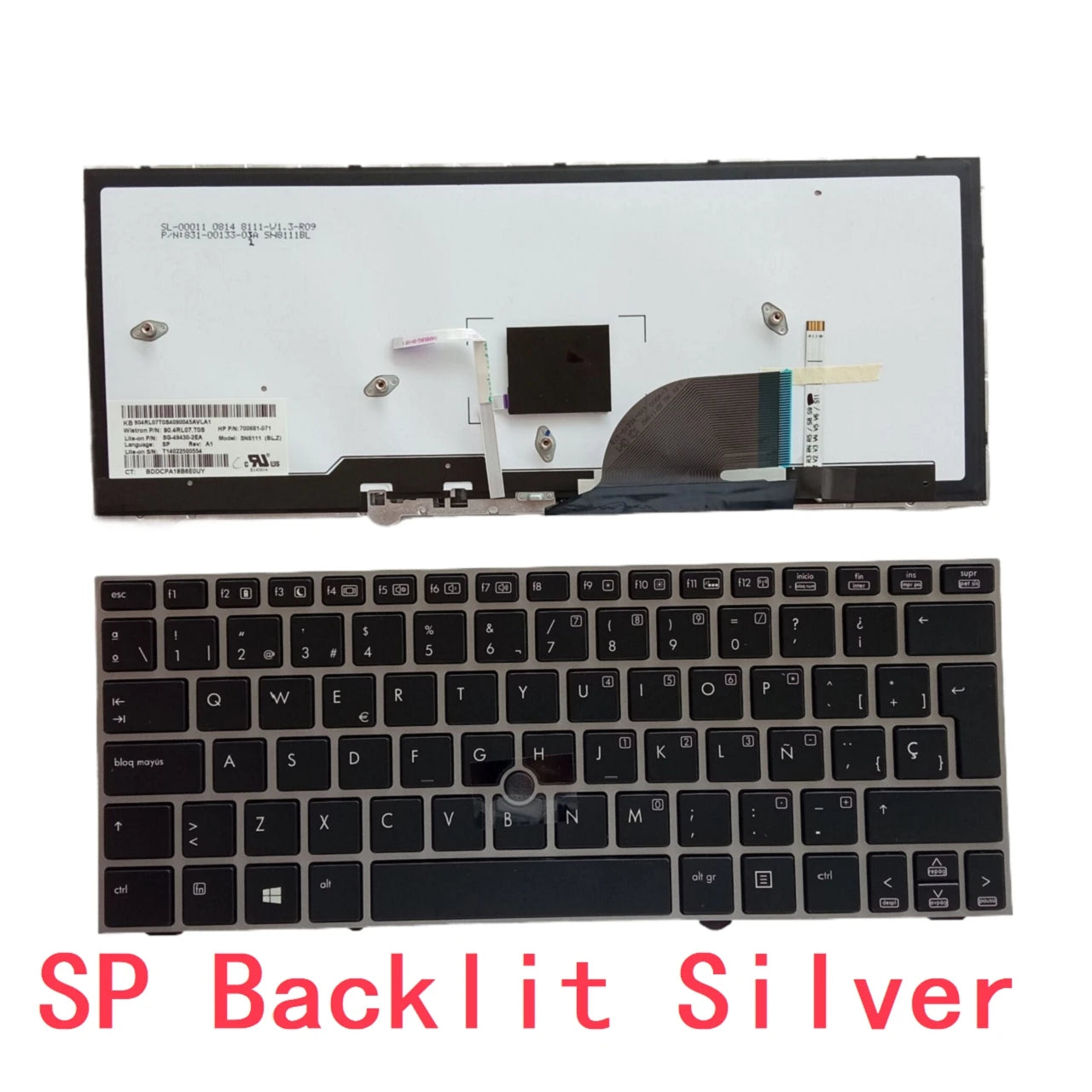 New US UI Russian Spanish Latin Brazil Portuguese Laptop Backlit Keyboard For HP EliteBook 2170p 2170 Notebook PC Replacement  HP laptop repair parts