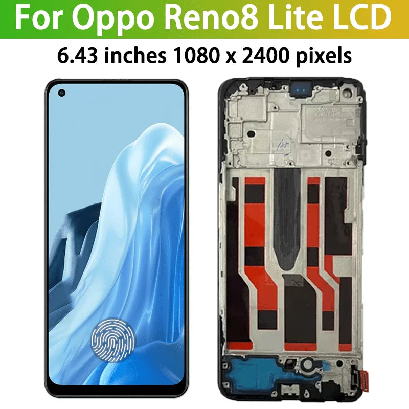 Super AMOLED For OPPO Reno 8 Lite Screen Display Replacement For Reno 8 Lite CPH2343 LCD Touch Digitizer Assembly Oppo phone repair parts Realme phone repair parts