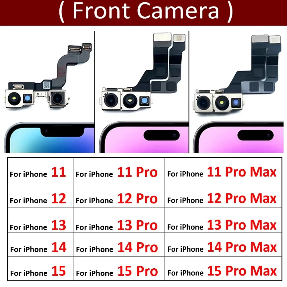 New Front Camera For IPhone 11 12 13 14 15 Pro Max Plus Mini Front Camera Flex Cable iPhone phone repair parts