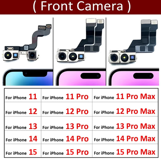 New Front Camera For IPhone 11 12 13 14 15 Pro Max Plus Mini Front Camera Flex Cable iPhone phone repair parts