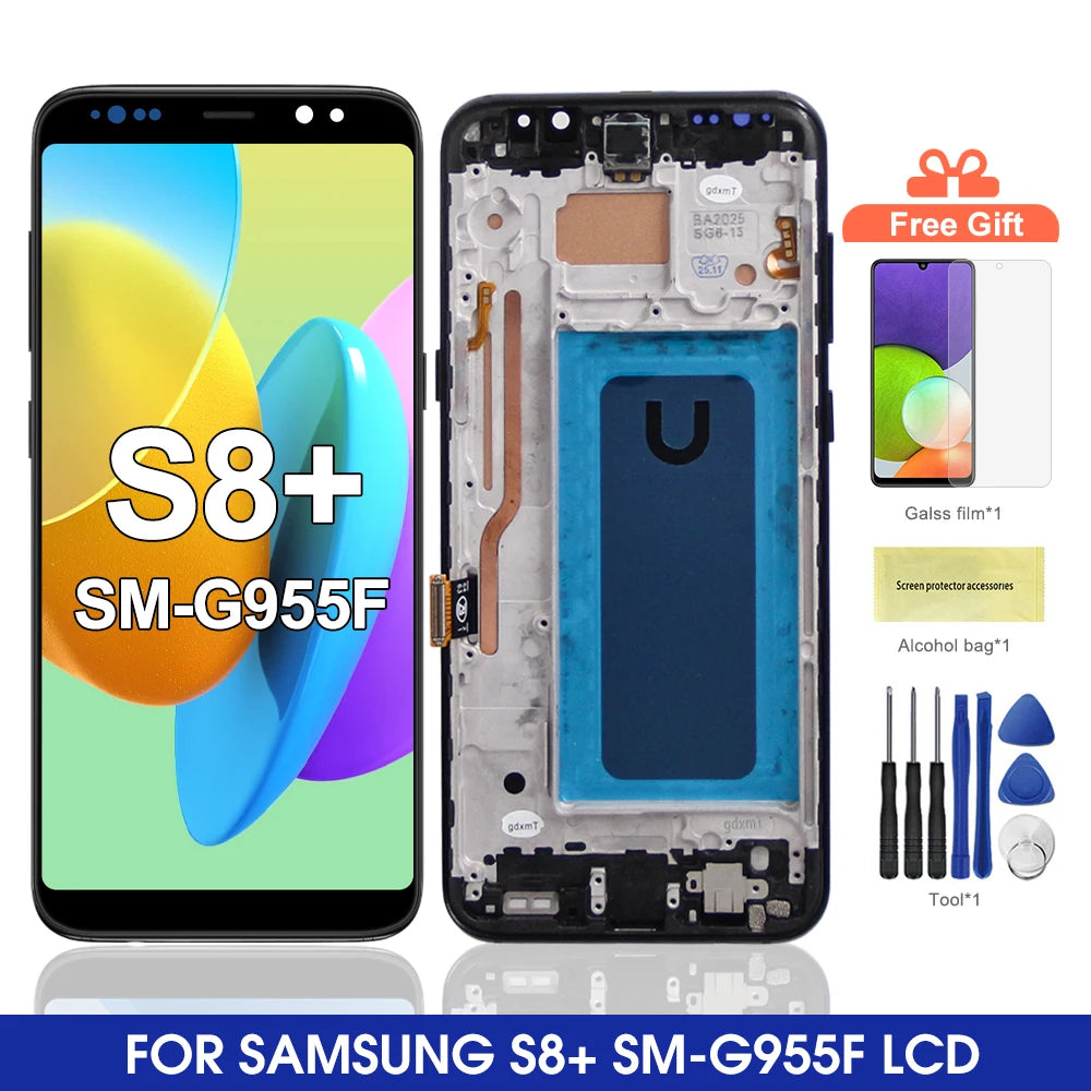 TFT For Samsung Galaxy S8+ G955F Lcd Display Digital Touch Screen S8 Plus Display Screen Assembly Replacement Parts With Frame Samsung phone repair parts