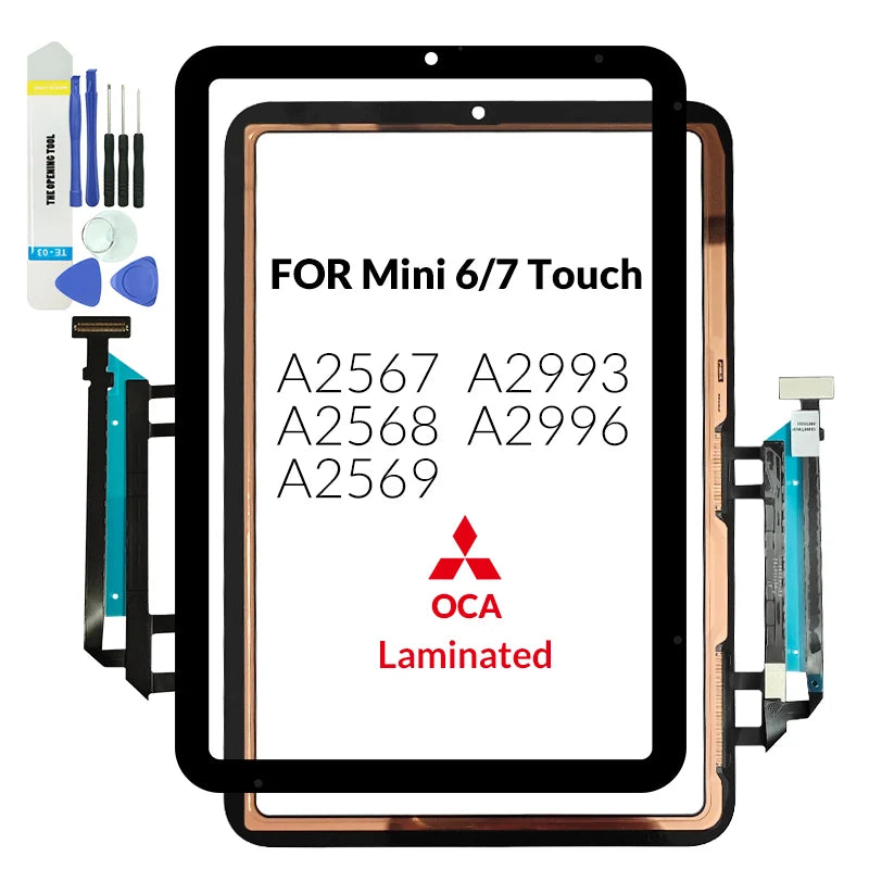 1Pcs For iPad Mini 6 2021 A2567/A2568/A2569 & For Mini7 2024 A2993/A2996 Touch Screen Display Replacement Digitizer Sensor Panel  iPad repair parts