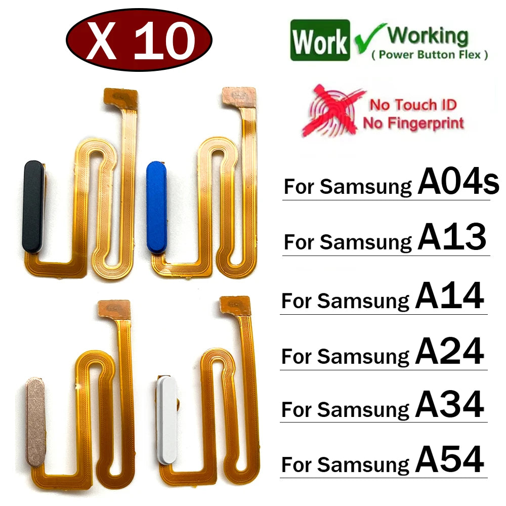 10Pcs, Home Button FingerPrint Touch ID Sensor Flex Cable Ribbon For Samsung A04s A13 A14 A24 A34 A54 4G 5G Replacement Parts Samsung phone repair parts
