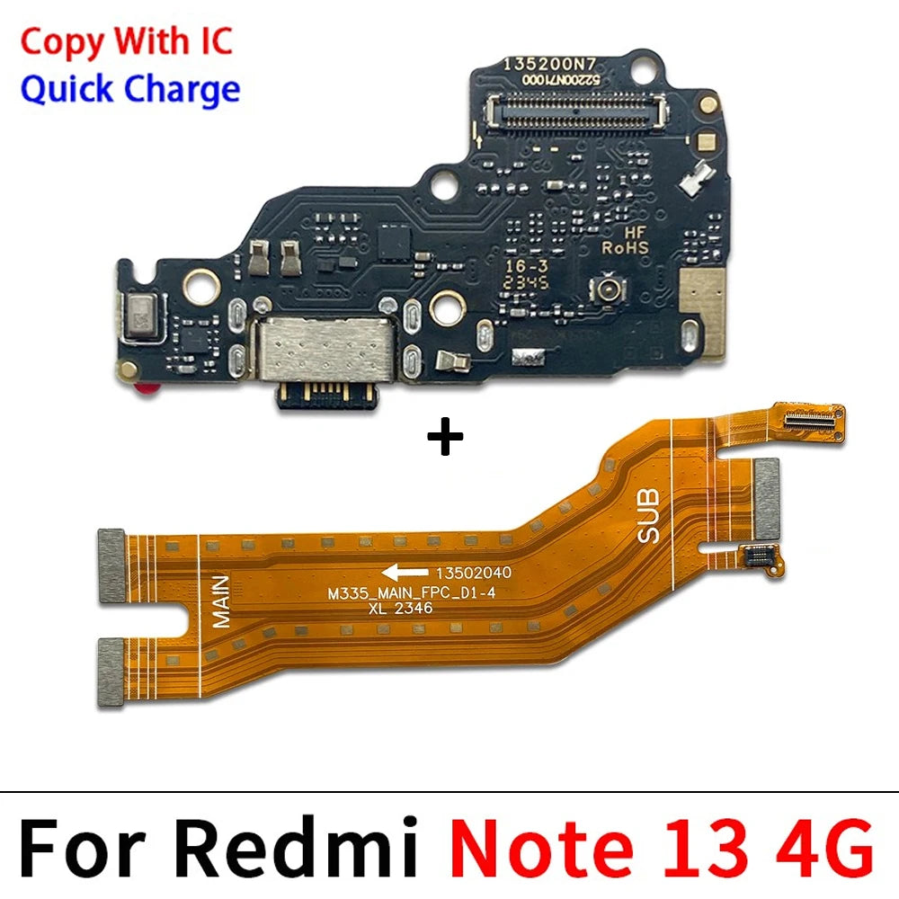 New For Xiaomi Redmi Note 13 Pro Plus 4G 5G Dock Connector USB Charger Charging Board Port Main Mainboard Flex Cable Xiaomi  Xiao mi phone repair parts