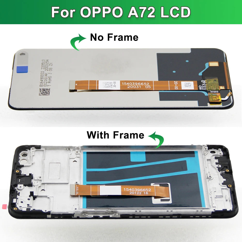 6.5" Oppo A72 CPH2067 Lcd Display Touch Screen Digitizer Assembly with Frame for Oppo A72 4G Screen Replacement OPPO phone repair parts