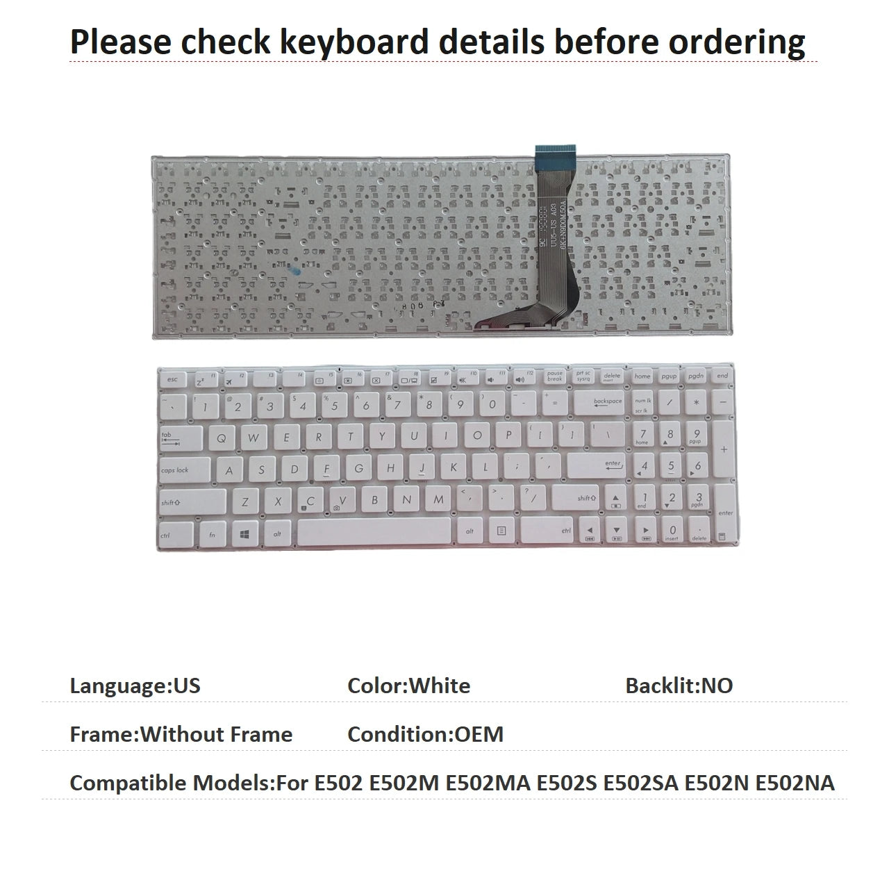 New US Russian Spanish UK Brazil Language  Keyboard For ASUS E502 E502M E502MA E502S E502SA E502N E502NA Replacement Keyboard ASUS laptop repair parts