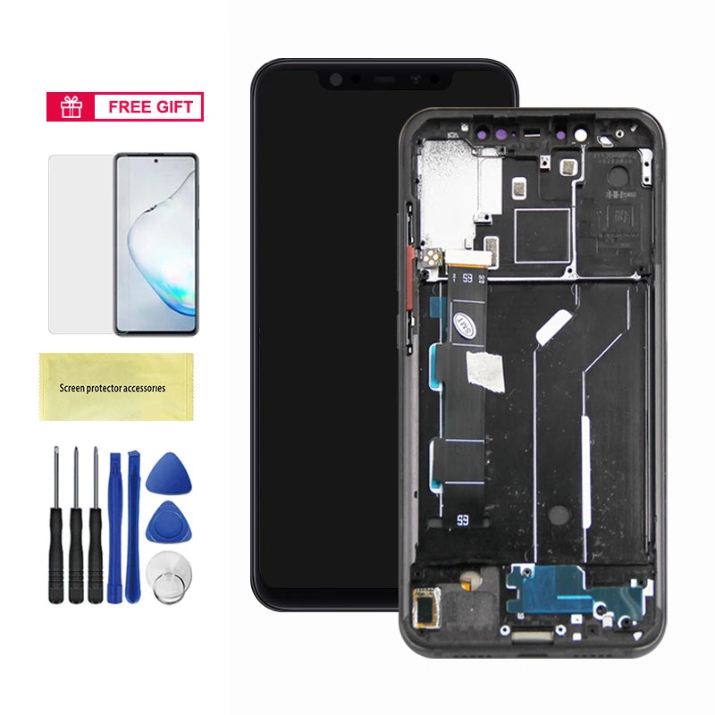 Super AMOLED Mi 8 Screen Replacement, for Xiaomi Mi 8 LCD Display Digital Touch Screen with Frame Assembly for Mi8 M1803E1A Xiaomi phone repair parts
