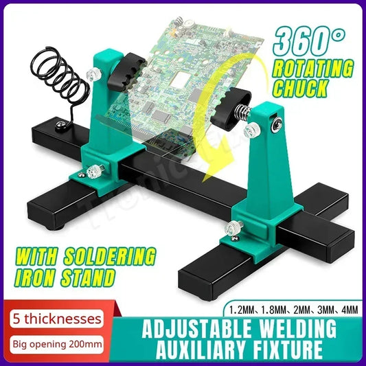 PCB Circuit Board Welding Disassembly Fixture Adjustable Motherboard Holder 360° Rotation Mainboard Clamp Soldering Iron Stand Professional Repair Tools
