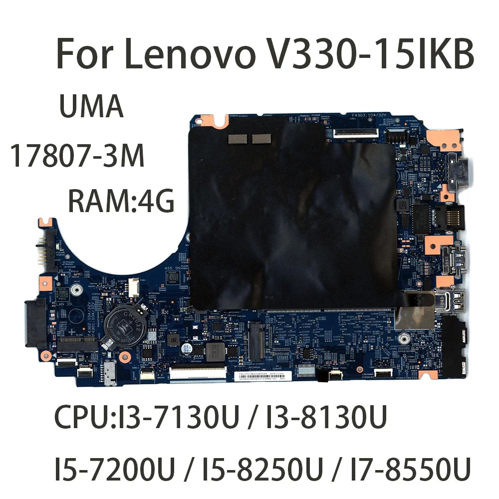 Laptop Motherboard For Lenovo V330-15IKB 17807-3M With CPU I3-7130U I5-7200U I5-8250U RAM 4G FRU:5B20Q60066 5B20Q60071  Lenovo laptop repair parts