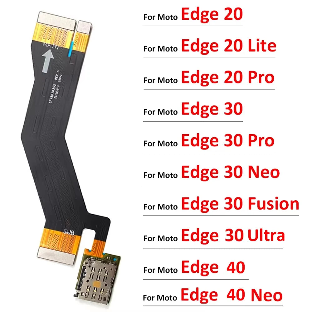 For Motorola Moto Edge 20 30 40 X30 Pro Neo Fusion Lite Ultra Plus Sim Card Reader Holder Connector Main Mainboard Flex Cable Motorola phone repair parts
