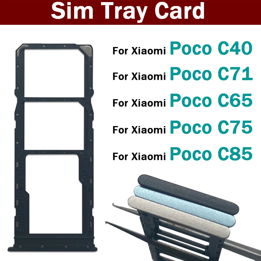 New For Xiaomi Poco C40 C71 C65 C75 C85 SIM Card Slot SD Card Tray Holder Adapter  Xiaomi  Xiao mi phone repair parts