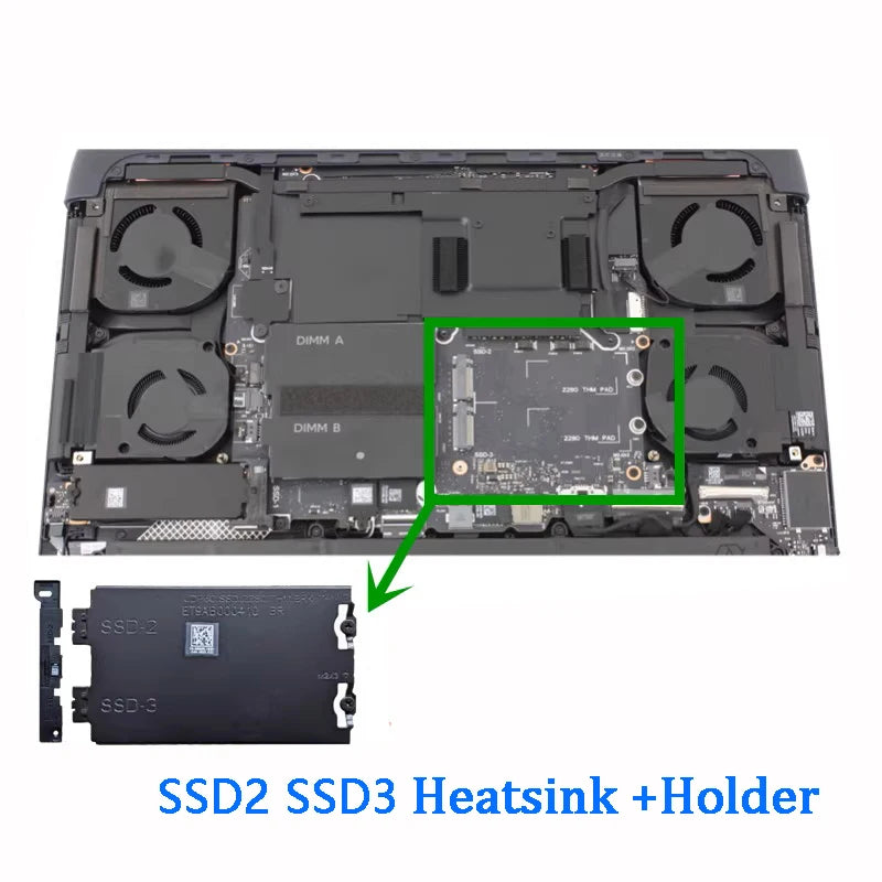 New Original Laptop SSD 2280 Bracket Heatsink Plate For DELL Alienware 16 18 Area-51 M2 SSD1/2/3 2230 to 2280 Dell laptop repair parts