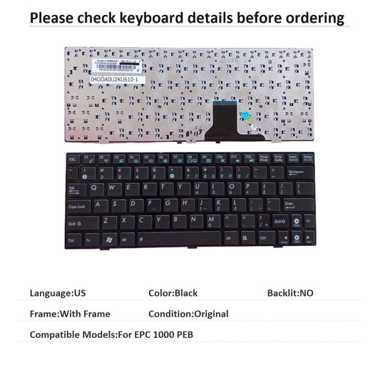 New US Language  Keyboard For ASUS EPC 1000 PEB Notebook PC Replacement Keyboard ASUS laptop repair parts