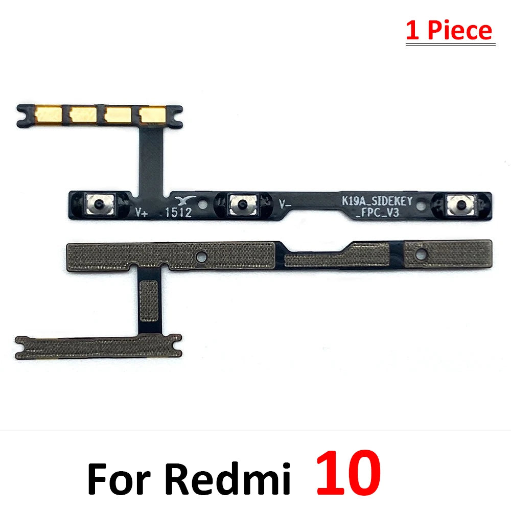 10Pcs, Power Switch On/Off Button Volume Key Button Flex Cable For Xiaomi Redmi 9 9A 9C 9T 10 10A 10C 12 12C 13 13C 14C 15 15C  Xiaomi  Xiao mi phone repair parts