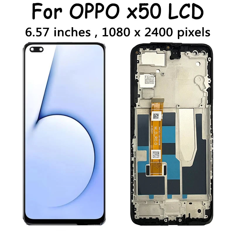 X50m 5G Display Screen For Oppo Realme X50 5G RMX2144 LCD Display Touch Digitizer Screen Panel Assembly Replacement  Oppo phone repair parts