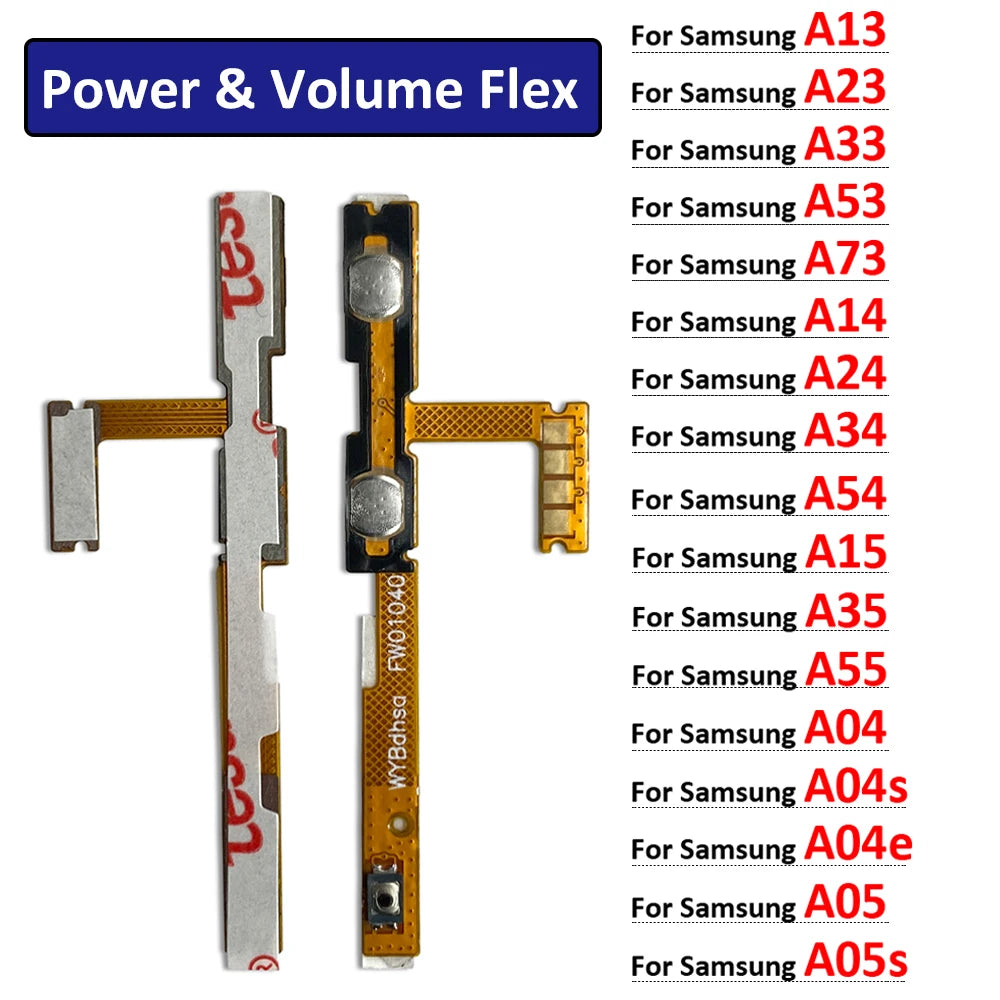 Power on off Volume Key Button Flex Cable For Samsung A13 A23 A33 A73 A53 A14 A24 A34 A54 A15 A35 A55 A04 A04s A05 A05 4G 5G Samsung phone repair parts