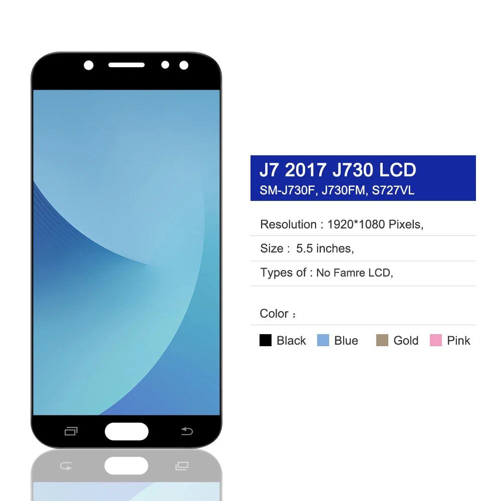 J730 Display Screen Replacement, for Samsung Galaxy J7 Pro 2017 J730 J730G J730GM Lcd Display Digital Touch Screen Assembly Samsung phone repair parts