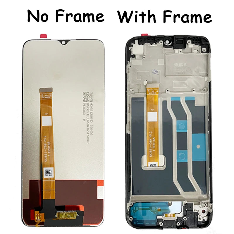 6.5" Screen For Oppo Realme C21Y RMX3261 LCD Display Touch Screen with Frame For Oppo C21Y RMX3263 LCD Replacement Oppo phone repair parts Realme phone repair parts