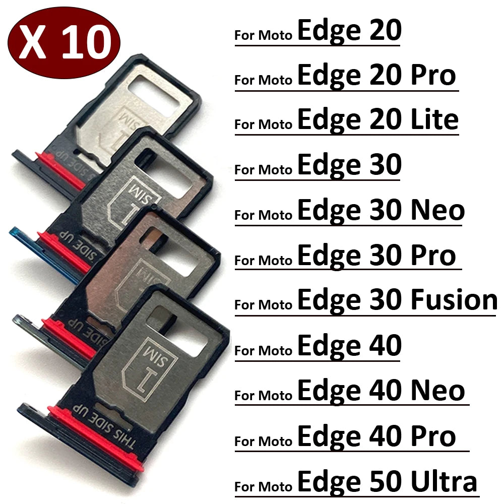 10Pcs, Micro Nano SIM Card Holder Tray Slot Holder Adapter Socket For Motorola Moto Edge 20 30 40 50 Pro Neo Fusion Lite Ultra Motorola phone repair parts
