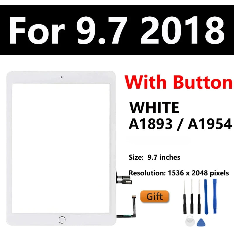 Touch Screen For Apple iPad 5 6 5th 6th A1822 A1893 iPad 9.7 2017 2018 iPad Air 1 2 A1474 A1566 Digitizer Front Glass Display  iPad repair parts