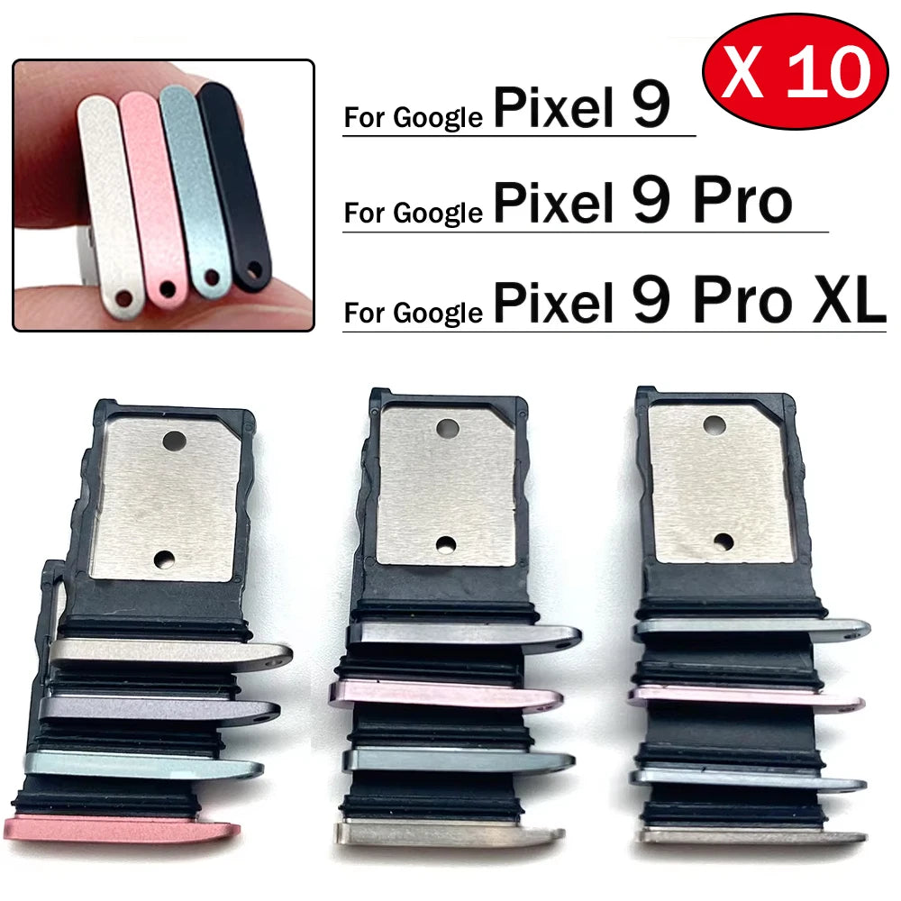 10Pcs, New For Google Pixel 9 / Pixel 9 Pro / Pixel 9 Pro XL SIM Card Slot SD Card Tray Holder Adapter Google Pixel phone repair parts