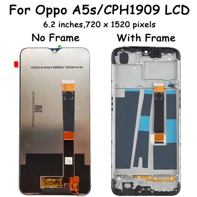 AAA+ High Ouality For Oppo A5s LCD CPH1909 1920 1912 Display with Frame Touch Screen Digitizer Assembly For Oppo AX5s LCD Oppo phone repair parts Realme phone repair parts