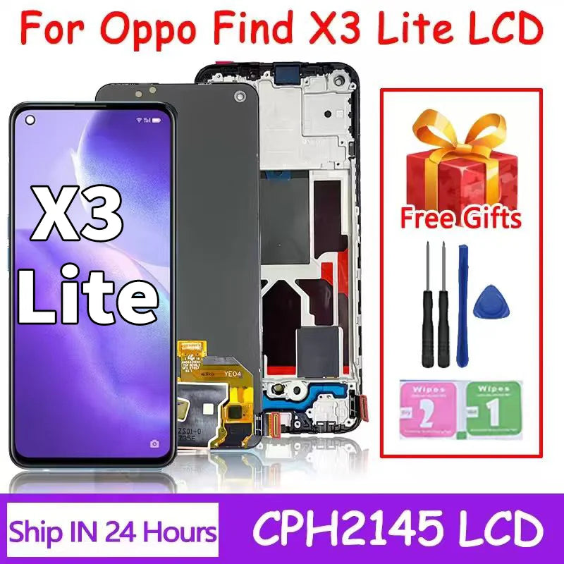 6.43“AMOLED X3Lite Display For Oppo Find X3 Lite CPH2145 LCD Display Touch Panel Screen Digitizer Assembly Replacement Oppo phone repair parts Realme phone repair parts