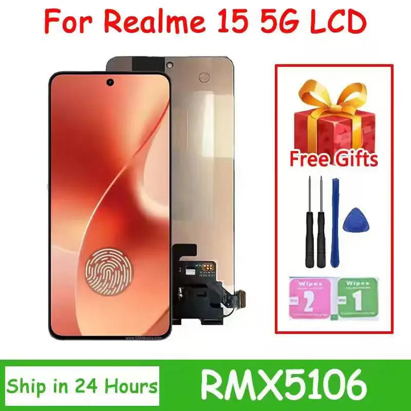 6.77"AMOLED For Realme 15 5G LCD Display Screen Touch Digitizer Assembly Replacement For Realme15 5G Display With Frame Oppo phone repair parts Realme phone repair parts