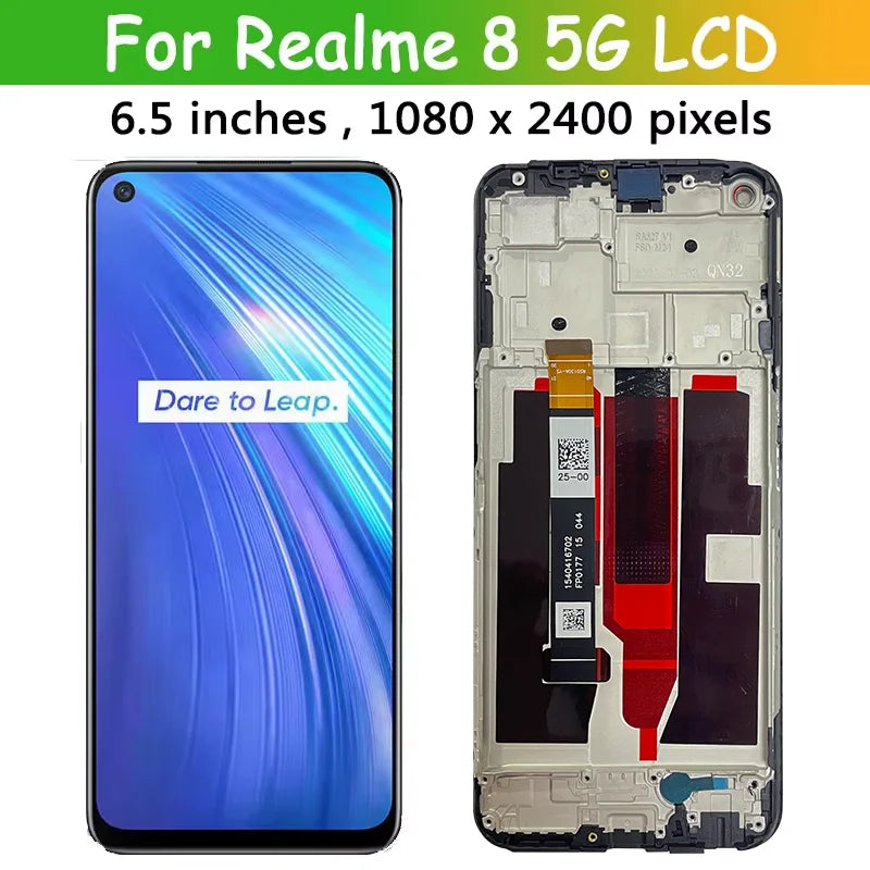 6.5'' Display For Oppo Realme 8 5G LCD Display 10 Touch Screen Digitizer Assembly For Realme8 5G RMX3241 Display Repair Parts Oppo phone repair parts Realme phone repair parts
