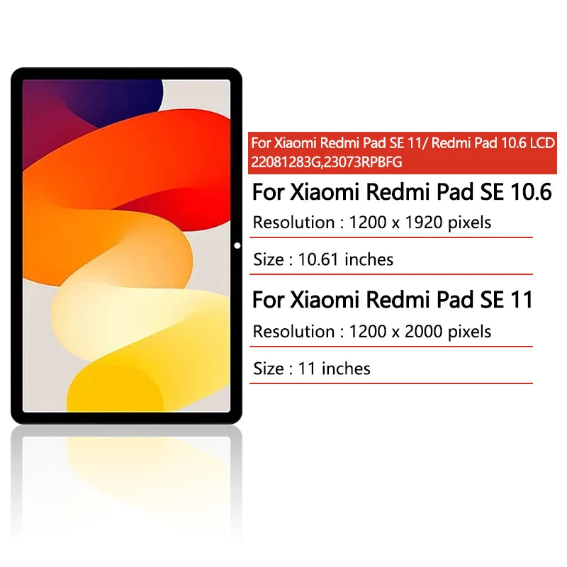23073RPBFC 22081283G Premium Lcd For Xiaomi Redmi Pad SE 11 LCD Display Touch Screen Digitizer For Redmi Pad 10.61 Display Xiaomi phone repair parts