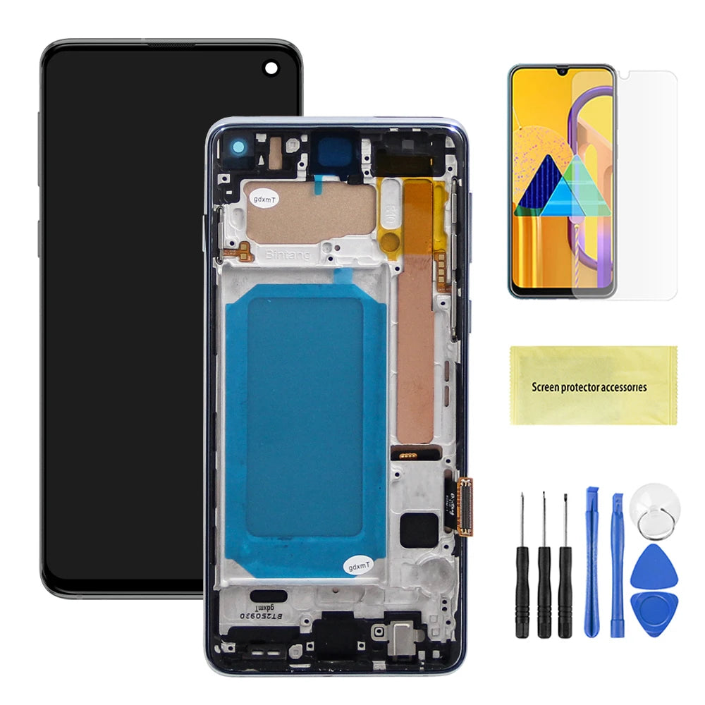 tft S10+ Screen Replacement, for Samsung Galaxy S10 Plus G975F Lcd Display Digital Touch Screen with Frame for Samsung S10 G973F Samsung phone repair parts