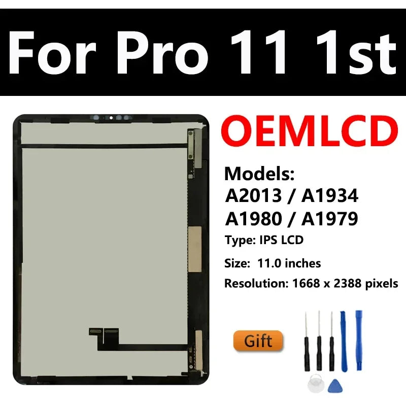 OEM LCD For Apple iPad Pro 11 1st 2nd 3rd 4th 2018 2020 2021 A2013 A2068 A2460 A2435 Touch Screen Display Assembly Replacement  iPad repair parts